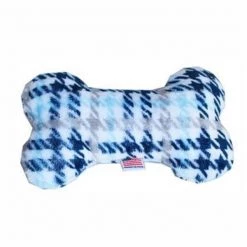 Mansbestfriend Plush Bone Dog Toy - Blue Plaid - One Size
