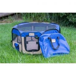 Armarkat PP001B-M Portable Pet Playpen; Blue & Beige - Medium