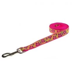 Sassy Dog Wear PASSION FLOWER PINK3-L Passion Flowers Pink Dog Leash - Medium