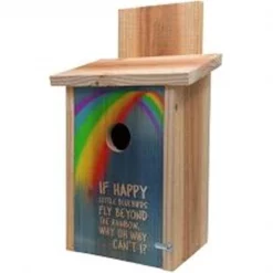 S&K BBHC-4 Decorative Rainbow Design on Cedar Blue Bird House