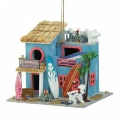Songbird Valley 10019004 Flamingo Surf Club Bird House; Blue