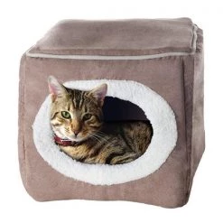 Petmaker 82-M369C-LC 12 x 13.5 x 13 in. Cozy Cave Enclosed Cube Pet Bed; Light Coffee