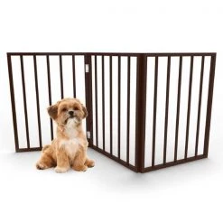 Petmaker 80-62875-B 24 x 54 x 1 in. Foldable; Free Standing Wooden Pet Gate for Small Dogs & Cats - Dark Brown