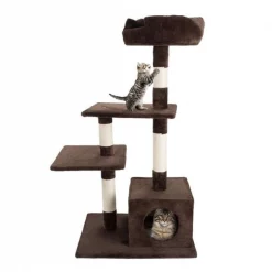 Petmaker 80-PET6063 4 Tier Cat Tree; Brown