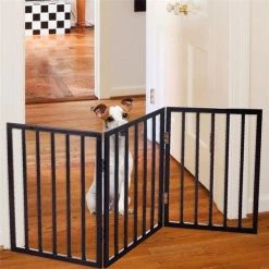 Petmaker 80-62875 24 in. Foldable & Free-Standing Wooden Pet Gate; Dark Brown