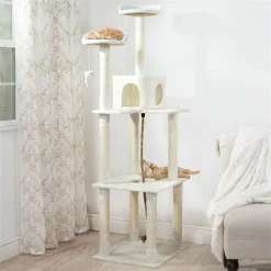 Petmaker 80-0709 6 ft. Sleep & Play Cat Tree; Ivory