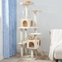 Petmaker 80-QQ80038 5.5 ft. Skyscraper Sleep & Play Cat Tree - Beige