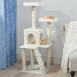 Petmaker 80-QQ80776 4 ft. Penthouse Sleep & Play Cat Tree - White