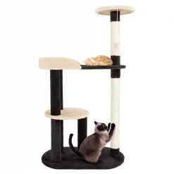 Trademark Poker Petmaker 80-PET5083 42.25 in. 3 Tier Cat Tree with 2 Scratching Posts; Black & Tan