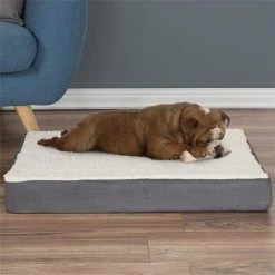 Petmaker 80-PET5089G Orthopedic Sherpa Top Pet Bed with Memory Foam & Removable Cover - Gray