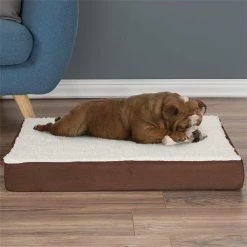 Petmaker 80-PET5089B Orthopedic Sherpa Top Pet Bed with Memory Foam & Removable Cover - Brown