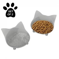 Petmaker 80-PET6153 Cat Shaped Dishes; 8 fl. oz - Set of 2