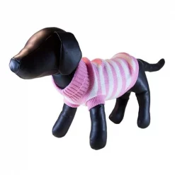 Mansbestfriend Pink Stripe Turtleneck Dog Sweater - Large