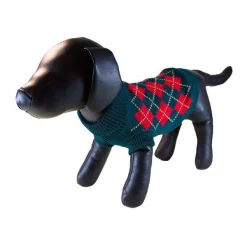 Petcessory DS1202L2L Green Argyle Turtleneck Dog Sweater - Large