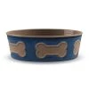 Tarhong PDR5085PBLBB Bone Emboss Pet Bowl Large - Indigo Set of 2
