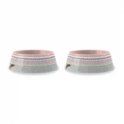 TarHong PVA3053PBFSS 5.3 x 1.9 in. Flower Fields Pet Bowl - Pink - Melamine - Extra Small - Set of 2