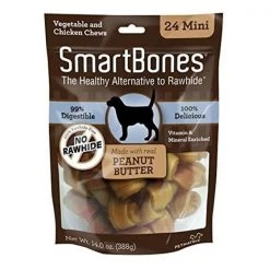 Spectrum Brands Pet 236132 Smart Bones Peanut Butter Dog Chew; Mini - Pack of 24