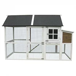 Innovation Pet 242674 Extra Large Chicken Coop; Light Green with Cream Trim & Red Door