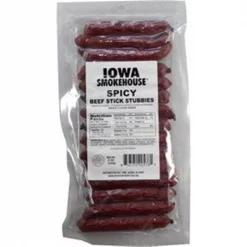 Iowa Smokehouse & Preferred Wholesale 253855 8 oz Spicy Flavor Beef Stick Stubbies - Pack of 12