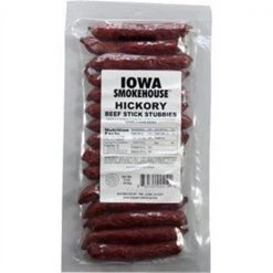 Iowa Smokehouse & Preferred Wholesale 253853 8 oz Hickory Flavor Beef Stick Stubbies - Pack of 12