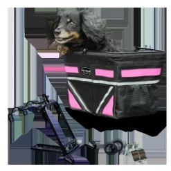 Pet-Pilot PT-8021 Original Dog Bike Basket Carrier; Neon Pink