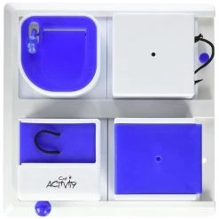 Fly Free Zone,Inc. Poker Box Activity for Cats; Blue & White