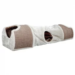 Fly Free Zone,Inc. Plush Nesting Tunnel for Cats; Light Gray & Brown