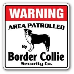 SignMission WD-12-BORDER COLLIE 12 x 8 in. Area Patrolled Pet Herding Dog Vet Lover Animal Border Collie Security Sign