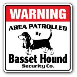 SignMission WD-BASSET HOUND 12 x 8 in. Area Patrolled Dog Kennel Breeder AKC Vet Basset Hound Security Sign