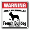 SignMission WD-FRENCH BULLDOG 12 x 8 in. Area Patrolled Pet Guard Gag Funny Dog Owner Breed French Bulldog Security Sign