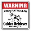 SignMission WD-GOLDEN RETRIEVER 12 x 8 in. Area Patrolled Guard Warning Pet Dog Pet Owner Golden Retriever Security Sign