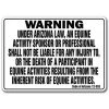 SIGNMISSION WS-Arizona Equine Arizona - Activity Liability Warning Statute Horse Farm Barn Stable Equine Sign