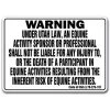 SIGNMISSION WS-Utah Equine Utah - Activity Liability Warning Statute Horse Farm Barn Stable Equine Sign