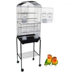 YML 5824-4814BLK 0.37 in. Bar Spacing Square Top Bird Cage with Stand; Black - 18 x 14 in. - Small