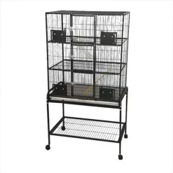 A&E Cage 13221-SA Black 3 Level Animal Cage With Removable Base