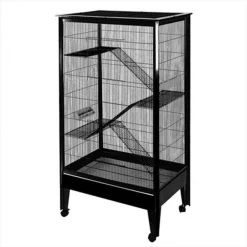 A&E Cage SA3221H PL-BK Large - 4 Level Small Animal Cage On Casters; Platinum And Black