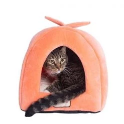 Aeromark C10HCS-MB Armarkat Pet Bed Cat Bed 14 x 14 x 21 - Orange & Ivory