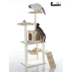 AeroMark GP78570921 GleePet 57 in. Cat Tree GP78570921 Beige W Ramp