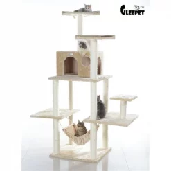 AeroMark GP78680621 GleePet 68 in. Cat Tree GP78680621 Beige W Hammack 5 levels