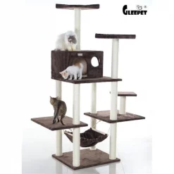 AeroMark GP78680623 GleePet 68 in. Cat Tree GP78680623 Coffee Brown W Hammack 5 levels