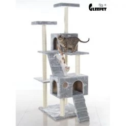 AeroMark GP78700622 GleePet 70 in. Cat Tree GP78700622 Silver Gray W 2xRamps