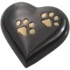 Memorial Gallery 8351G- gunmetal brass paws Gun Metal Heart with Brass Pawprints Pet Urn