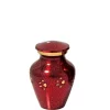 Memorial Gallery 8494E 3 in. Red with Brass Pawprint Pet Urn