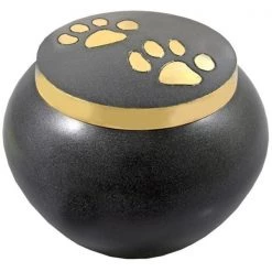 Memorial Gallery 8306med gold paws glossy Gold Pawprints Pet Cremation Urn; Medium