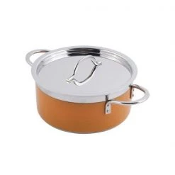 Bon Chef 60299ORANGE 7 x 3 in. Classic Country French Collection 1 quart Pot with Cover; Orange - 22 oz