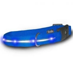 Charley & Company 876656004514 Medium Collar Blue Nylon 13-20 in. Unit with Blue Led