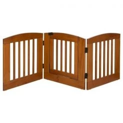 Ruffluv 392406 3 Panel Medium Expansion Pet Gate with Door; Chestnut - 24 x 72 x 0.75 in.