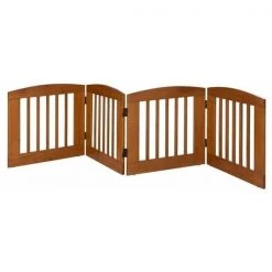 Ruffluv 452406 4 Panel Medium Expansion Pet Gate with Door; Chestnut - 24 x 96 x 0.75 in.