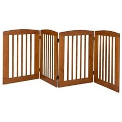 Ruffluv 453606 4 Panel Large Expansion Pet Gate with Door; Chestnut - 36 x 96 x 0.75 in.