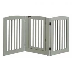 EF Furniture 393604 36 in. Ruffluv 3 Panel Expansion Pet Gate with Door Large - Grey